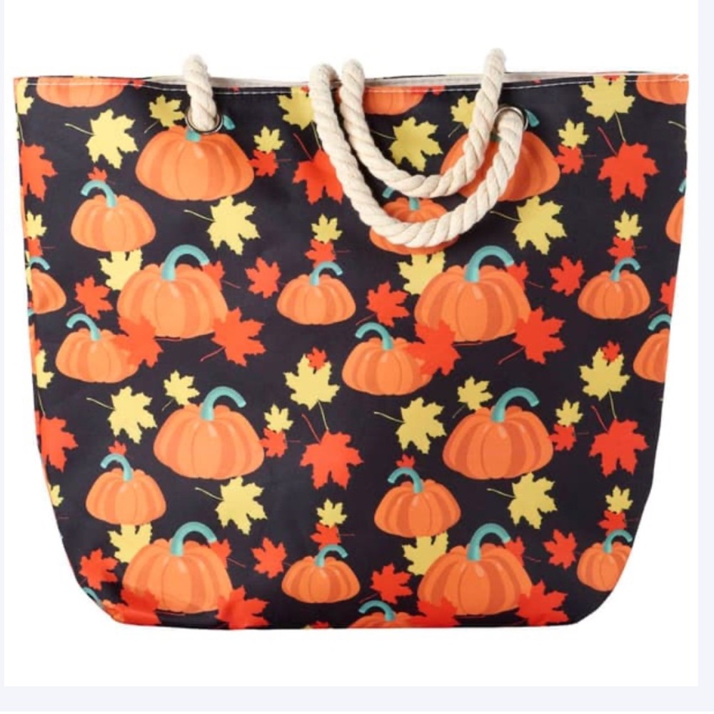 NWT Renshun Fall Pumpkin Tote Bag with Rope Handle
